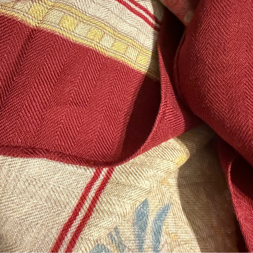 Hermes Jeux de Paille Cashmere and Silk Scarf 90cm Natural and Burgundy - Picture 11 of 11